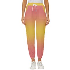 Coral Pink To Electric Yellow Bilinear Gradient Women s Cropped Drawstring Pants