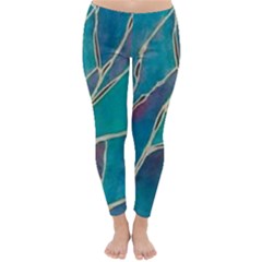 Aqua Batik, Abstract, Colorful Classic Winter Leggings
