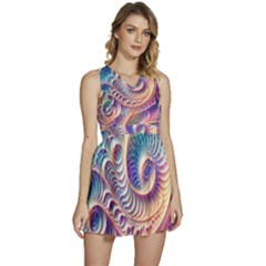 Abstract Fractal Art Swirl Pattern Sleeveless High Waist Mini Dress by Salmanaz77