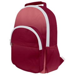 Coral Pink To Burgundy Red Bilinear Gradient Rounded Multi Pocket Backpack by GradientsOmbre