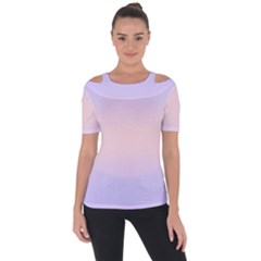Pale Violet To Pale Pink Bilinear Gradient Shoulder Cut Out Short Sleeve Top by GradientsOmbre