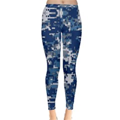 Blue, Camouflage, Cool, Navy, New, Pattern Inside Out Leggings