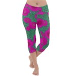 Mid Century Retro Floral 1970s 1960s Pattern 97 Lightweight Velour Capri Yoga Leggings