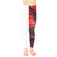 Red Yin Yang Dragons Kids  Classic Winter Leggings by JeffBartels
