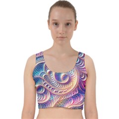 Abstract Fractal Art Swirl Pattern Velvet Racer Back Crop Top by Salmanaz77