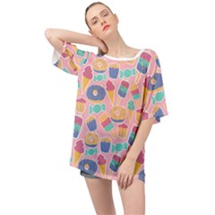 Ice Cream Donut Sweets Candie Oversized Chiffon Top by Apenda