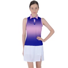 Navy Blue To Cotton Candy Pink Bilinear Gradient Women s Sleeveless Polo T-shirt by GradientsOmbre