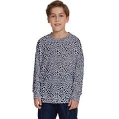 Black White Leopard Kids  Crewneck Sweatshirt by DinkovaArt