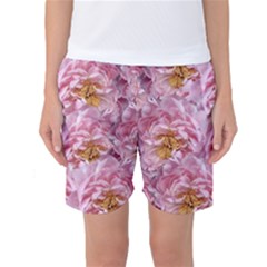 Peonies Nature Bloom Blossom Pink Women s Basketball Shorts by Tsamara