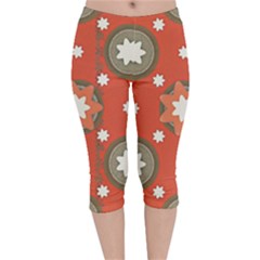 Background Abstract Velvet Capri Leggings 