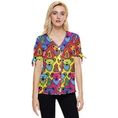 Grateful Dead Jam Bears Bow Sleeve Button Up Top by Tsamara