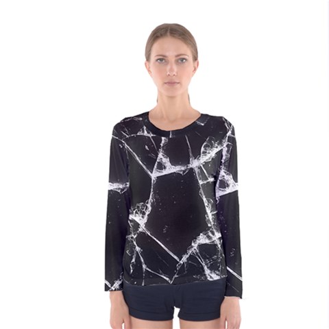 Dark Patch Art Crack Construction Women s Long Sleeve T-shirt by Tsamara