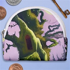 Outdoors Night Full Moon Setting Scene Woods Light Moonlight Nature Wilderness Landscape Horseshoe Style Canvas Pouch by Posterlux