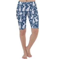 Easter Bunny Pattern Cropped Leggings  by Valentinaart
