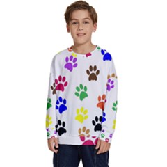 Pawprints Paw Prints Paw Animal Kids  Crewneck Sweatshirt by Anend