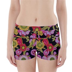 Mid Century Retro Floral 1970s 1960s Pattern 70 Boyleg Bikini Wrap Bottoms