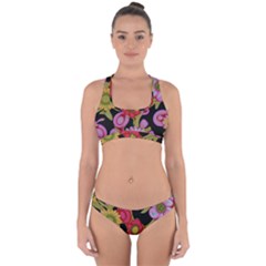 Mid Century Retro Floral 1970s 1960s Pattern 70 Cross Back Hipster Bikini Set