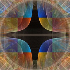 black cross with color map fractal image of