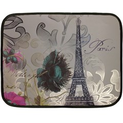 Floral Vintage Paris Eiffel Tower Art Mini Fleece Blanket (two Sided)