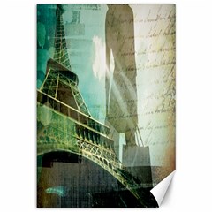 Modern Shopaholic Girl  Paris Eiffel Tower Art  Canvas 12  X 18  (unframed) by chicelegantboutique