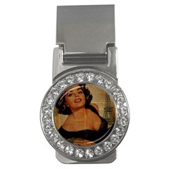 Vintage Newspaper Print Pin Up Girl Paris Eiffel Tower Money Clip (cz) by chicelegantboutique