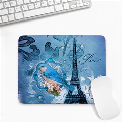 Girly Blue Bird Vintage Damask Floral Paris Eiffel Tower Small Mouse Pad (rectangle) by chicelegantboutique