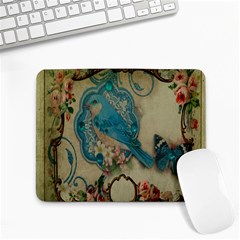 Victorian Girly Blue Bird Vintage Damask Floral Paris Eiffel Tower Small Mouse Pad (rectangle) by chicelegantboutique