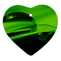 Green Drop Heart Ornament (two Sides) by Siebenhuehner