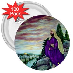 Jesus Overlooking Jerusalem - Ave Hurley - Artrave - 3  Button (100 Pack) by ArtRave2