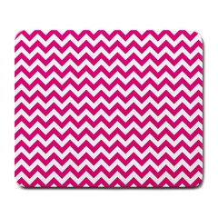 Hot Pink And White Zigzag Large Mouse Pad (rectangle) by Zandiepants