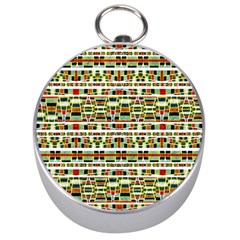 Aztec Grunge Pattern Silver Compass by dflcprints