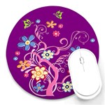 Flowery Flower 8  Mouse Pad (Round) Front