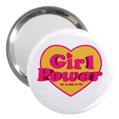 Girl Power Heart Shaped Typographic Design Quote 3  Handbag Mirror by dflcprints