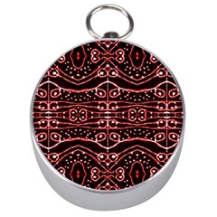 Tribal Ornate Geometric Pattern Silver Compass by dflcprints