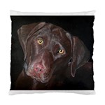 Inquisitive Chocolate Lab Cushion Case (Two Sided)  Back
