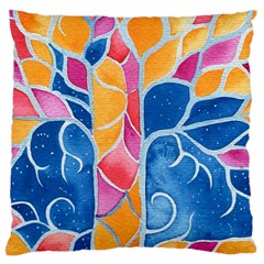 Yellow Blue Pink Abstract  Large Cushion Case (two Sided)  by OCDesignss