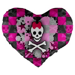 Princess Skull Heart Large 19  Premium Heart Shape Cushion by ArtistRoseanneJones