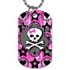 Pink Bow Skull Dog Tag (two-sided)  by ArtistRoseanneJones