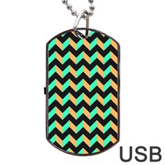 Modern Retro Chevron Patchwork Pattern Dog Tag Usb Flash (two Sides)  by GardenOfOphir