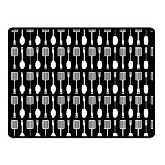 Black And White Spatula Spoon Pattern Double Sided Fleece Blanket (small)  by GardenOfOphir