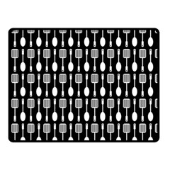 Black And White Spatula Spoon Pattern Double Sided Fleece Blanket (small)  by GardenOfOphir