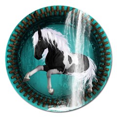 Beautiful Horse With Water Splash  Magnet 5  (round) by FantasyWorld7