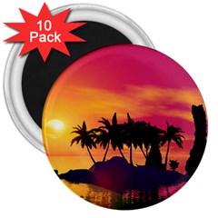 Wonderful Sunset Over The Island 3  Magnets (10 Pack)  by FantasyWorld7