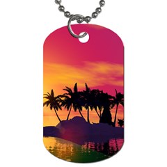 Wonderful Sunset Over The Island Dog Tag (two Sides) by FantasyWorld7
