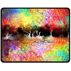Colorful Tree Landscape Double Sided Fleece Blanket (medium)  by digitaldivadesigns