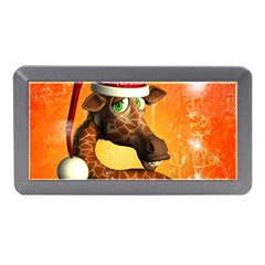 Funny Cute Christmas Giraffe With Christmas Hat Memory Card Reader (mini) by FantasyWorld7