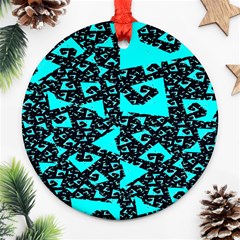 Teal On Black Funky Fractal Ornament (round)  by KirstenStar