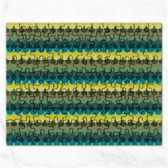 Scallop Pattern Repeat In  new York  Teal, Mustard, Grey And Moss Rectangular Jigsaw Puzzl by PaperandFrill