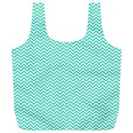 Tiffany Aqua and White Chevron Wavy ZigZag Stripes Full Print Recycle Bags (L)  Back