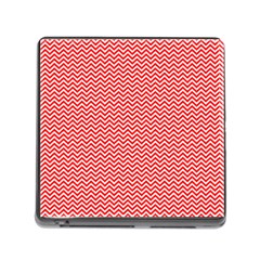 Red And White Chevron Wavy Zigzag Stripes Memory Card Reader (square) by PaperandFrill